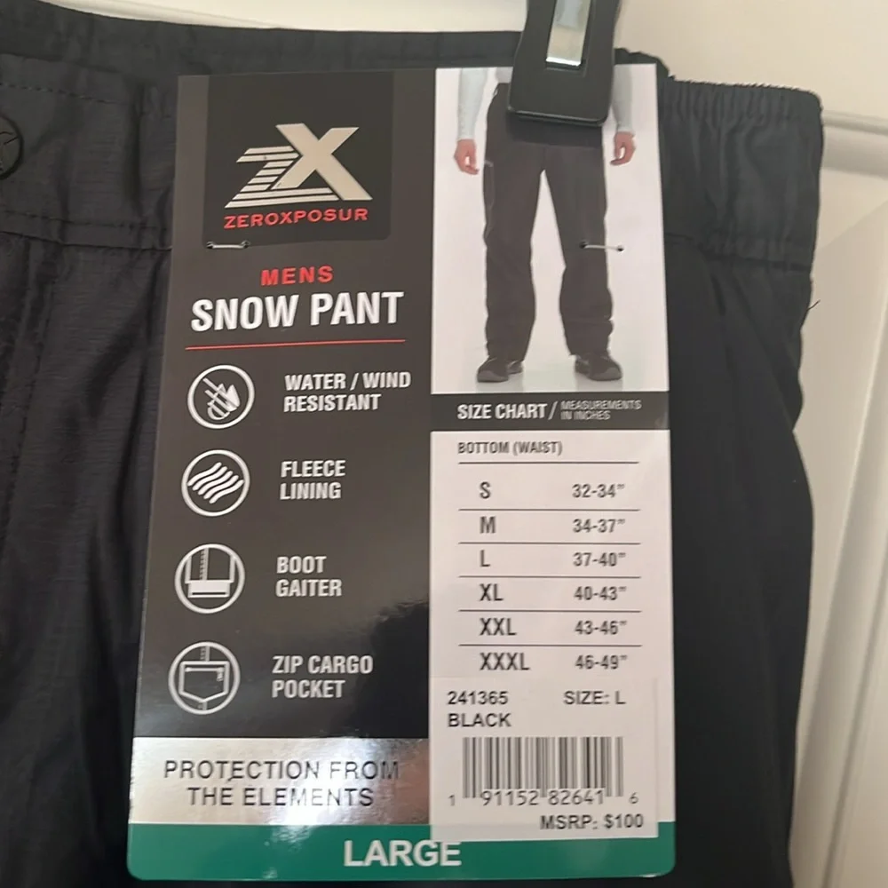 Zeroxposure black snow pants. New with tags. Size L. - Picture 2 of 3